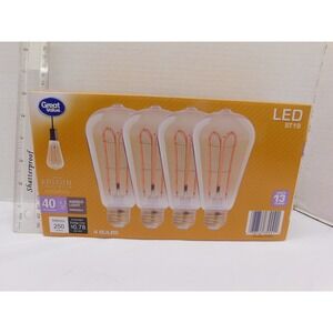 Great Value Vintage Edison 4 Bulb Pack LED ST19 40 Watts 250 Lumens